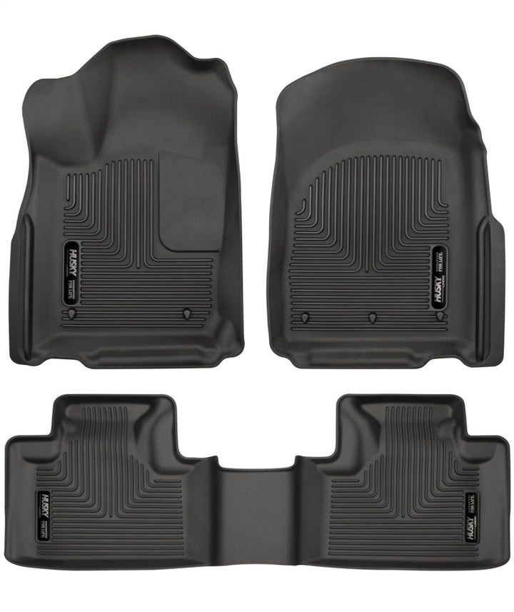 Husky Liners 16-22 Dodge Durango Weatherbeater Black Front & 2nd Seat Floor Liners - Bull Strap