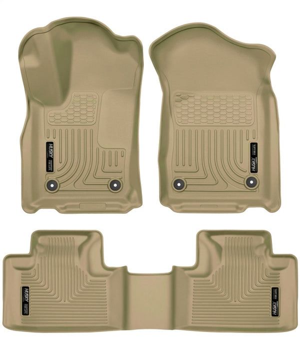 Husky Liners 16-22 Dodge Durango Weatherbeater Tan Front & 2nd Seat Floor Liners - Bull Strap