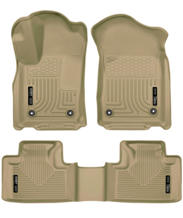 Husky Liners 16-22 Dodge Durango Weatherbeater Tan Front & 2nd Seat Floor Liners - Bull Strap