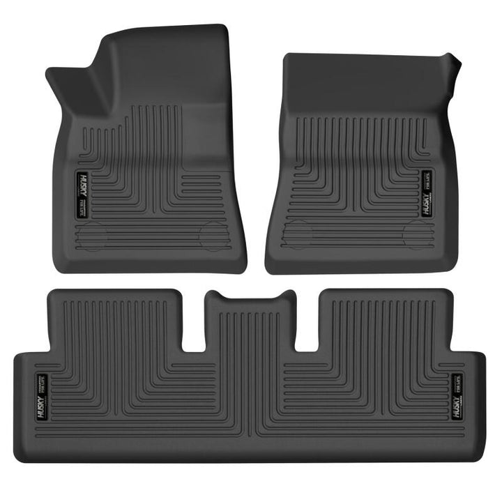 Husky Liners 17-21 Tesla 3 Weatherbeater Front & 2nd Seat Floor Liners - Black - Bull Strap