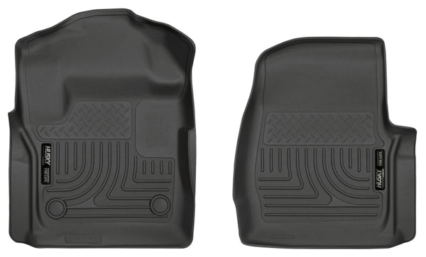 Husky Liners 17 Ford F-250 F-350 Super Duty Standard Cab WeatherBeater Black Front Floor Liners - Bull Strap