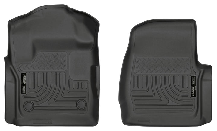 Husky Liners 17 Ford F-250 F-350 Super Duty Standard Cab WeatherBeater Black Front Floor Liners - Bull Strap