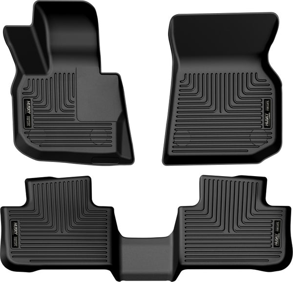 Husky Liners 18-23 BMW X3 Weatherbeater Black Front & 2nd Seat Floor Liners - Bull Strap