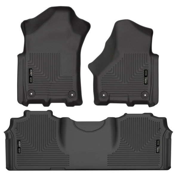 Husky Liners 19-21 RAM 2500/3500 Mega Cab Weatherbeater Front and 2nd Seat Floor Liners - Black - Bull Strap