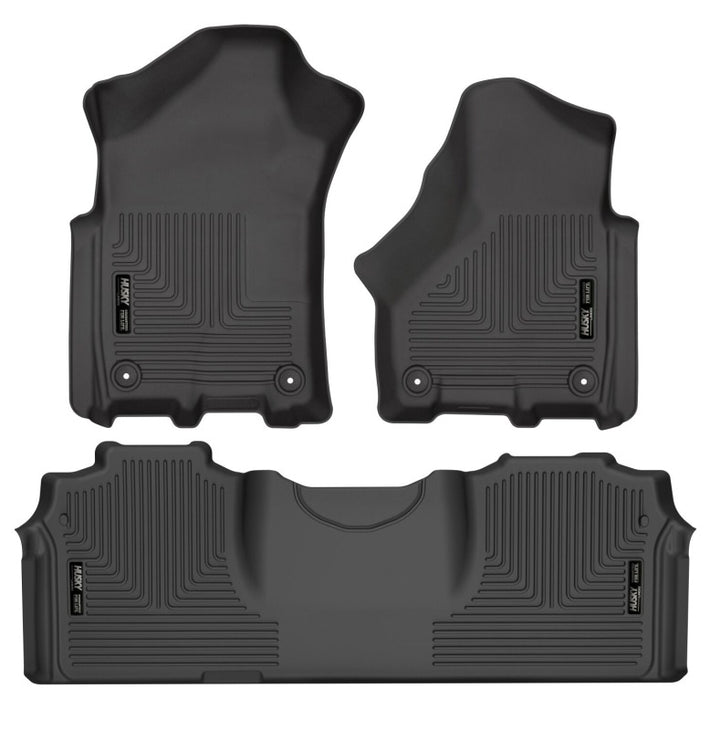 Husky Liners 19-21 RAM 2500/3500 Mega Cab Weatherbeater Front and 2nd Seat Floor Liners - Black - Bull Strap