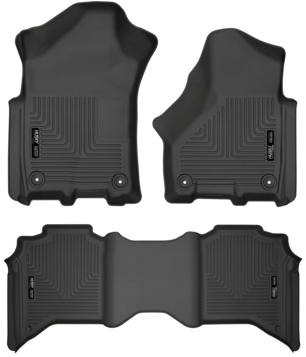 Husky Liners 19-21 Ram 2500/3500 Crew Cab Weatherbeater Black Front & 2nd Seat Floor Liners - Bull Strap