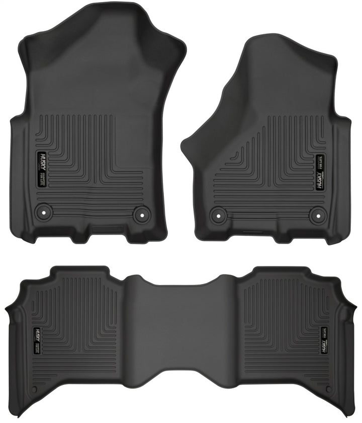 Husky Liners 19-21 Ram 2500/3500 Crew Cab Weatherbeater Black Front & 2nd Seat Floor Liners - Bull Strap