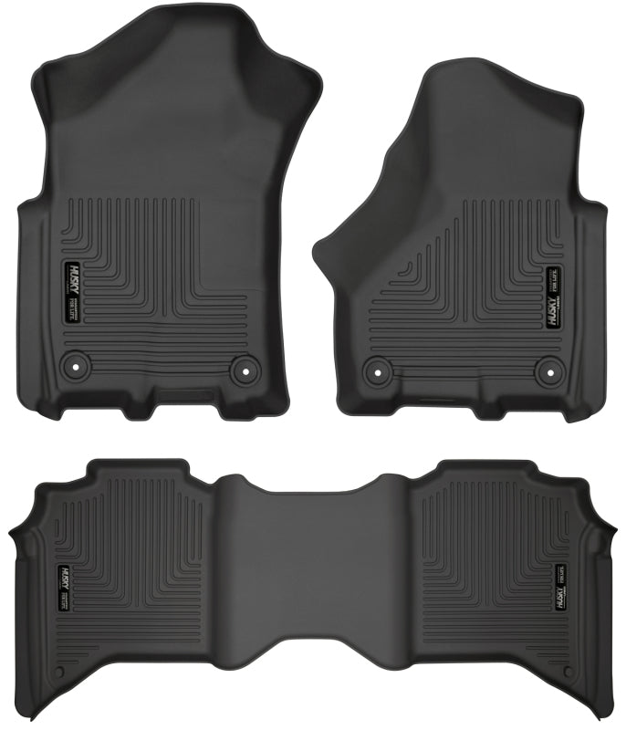 Husky Liners 19-21 Ram 2500/3500 Crew Cab Weatherbeater Black Front & 2nd Seat Floor Liners - Bull Strap
