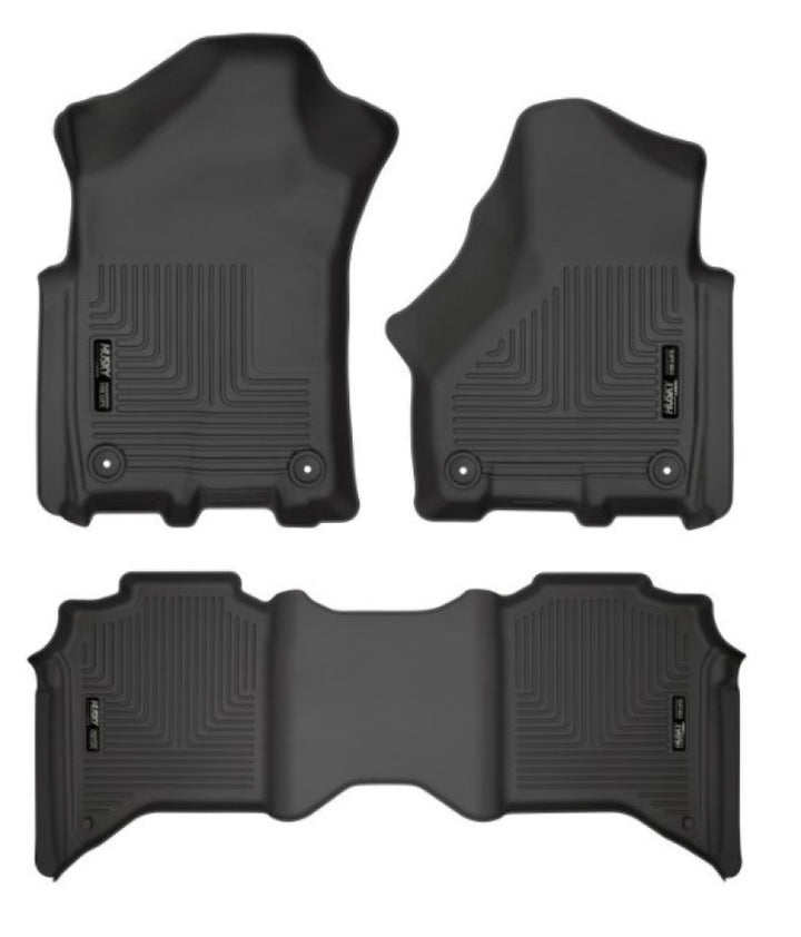 Husky Liners 19-21 Ram 2500/3500 Crew Cab Weatherbeater Black Front & 2nd Seat Floor Liners - Bull Strap