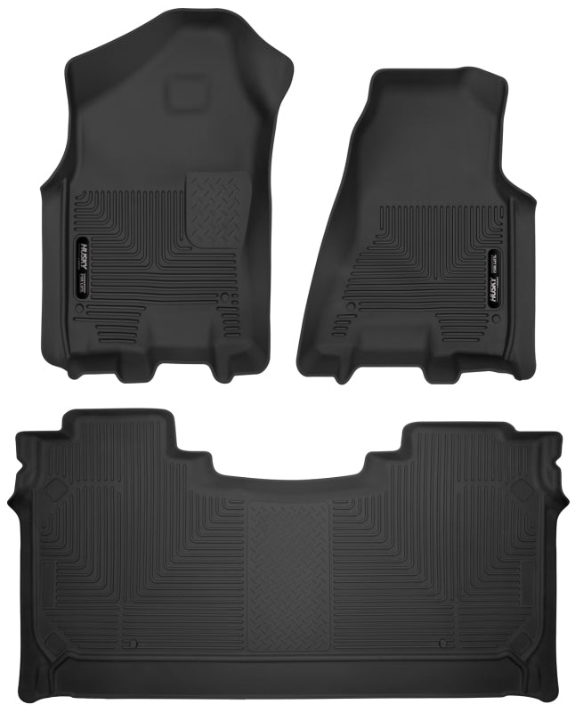 Husky Liners 19-22 Dodge Ram 1500 Crew Cab X-Act Contour Front & Second Seat Floor Liners - Black - Bull Strap