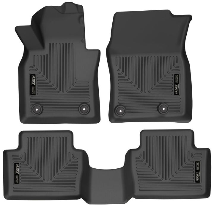 Husky Liners 19-22 Mazda 3 / 20-22 CX-30 WeatherBeater Front & 2nd Seat Floor Liners - Black - Bull Strap