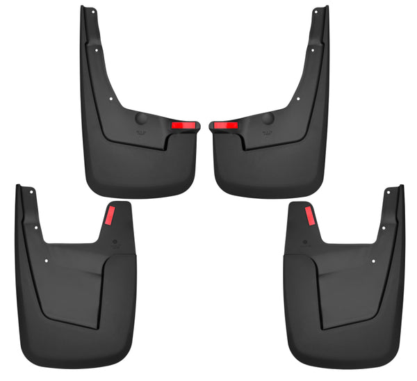 Husky Liners 19-22 RAM 1500 w/o OEM Fender Flares Custom-Molded Front & Rear Mud Guards - Bull Strap