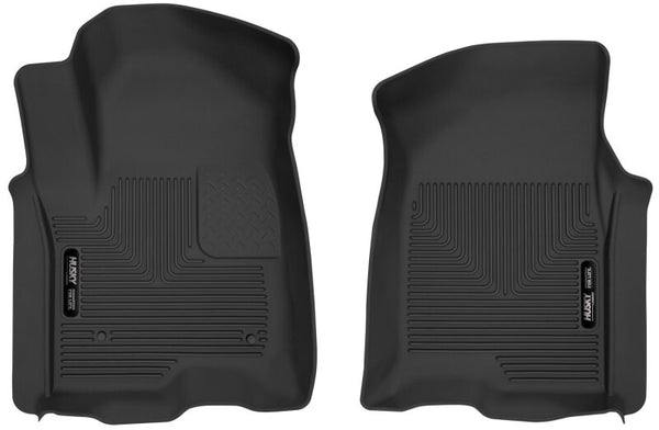Husky Liners 19-23 Chevy Silverado 1500 Crew Cab/Double Cab X-Act Contour Front Black Floor Liners - Bull Strap