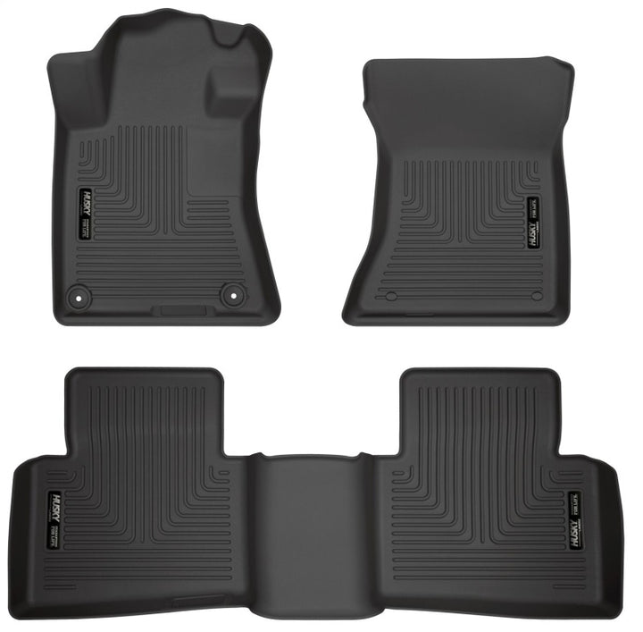 Husky Liners 19-23 Nissan Altima WeatherBeater Black Front & Second Seat Floor Liner - Bull Strap
