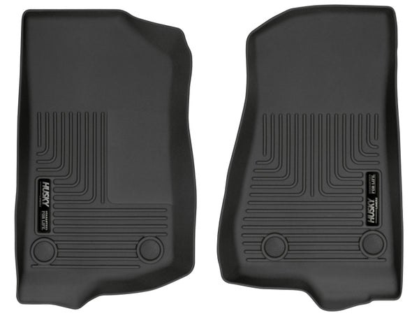 Husky Liners 19-24 Jeep Wrangler JL/JLU WeatherBeater Front Row Black Floor Liners - Bull Strap