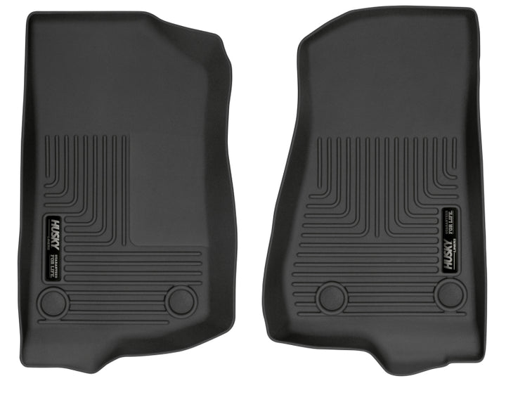 Husky Liners 19-24 Jeep Wrangler JL/JLU WeatherBeater Front Row Black Floor Liners - Bull Strap
