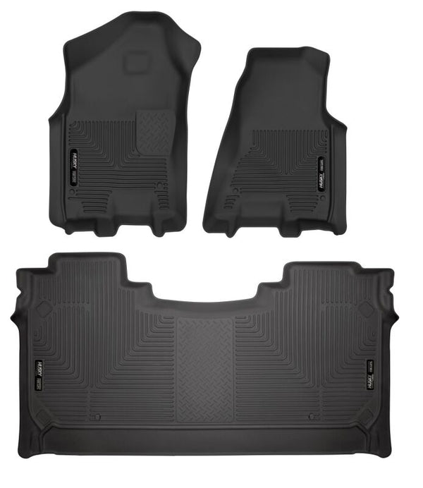 Husky Liners 19 Dodge Ram 1500 Crew Cab Weatherbeater Black Front & 2nd Seat Floor Liners - Bull Strap