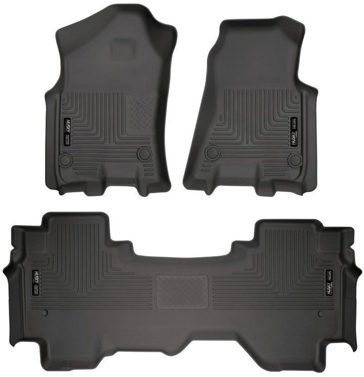 Husky Liners 19 Dodge Ram 1500 Quad Cab Weatherbeater Black Front & 2nd Seat Floor Liners - Bull Strap