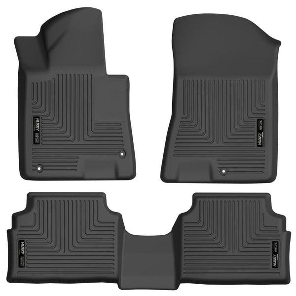 Husky Liners 20-21 Hyundai Sonata / 2021 Kia K5 Weatherbeater Front & 2nd Seat Floor Liners - Black - Bull Strap