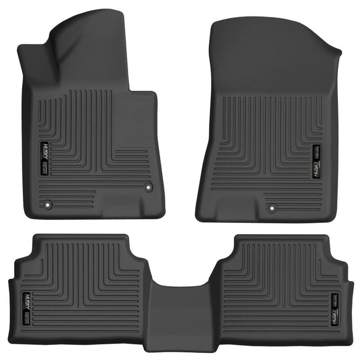Husky Liners 20-21 Hyundai Sonata / 2021 Kia K5 Weatherbeater Front & 2nd Seat Floor Liners - Black - Bull Strap