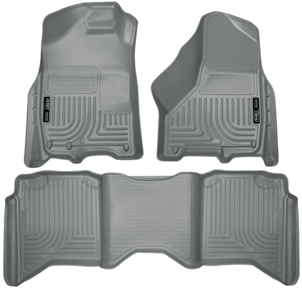 Husky Liners 2012 Dodge Ram 1500/2500/3500 Crew Cab WeatherBeater Combo Gray Floor Liners - Bull Strap