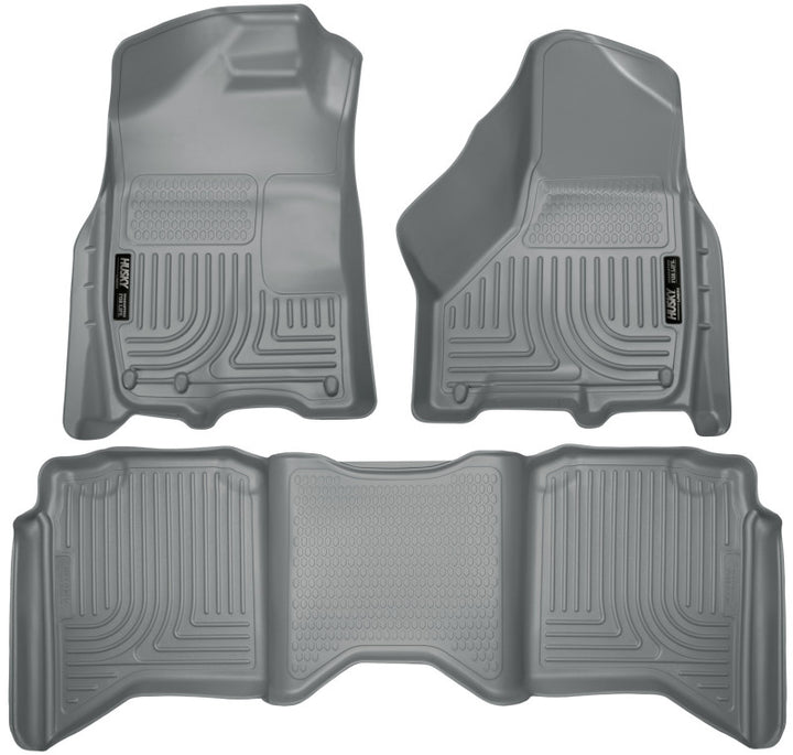 Husky Liners 2012 Dodge Ram 1500/2500/3500 Crew Cab WeatherBeater Combo Gray Floor Liners - Bull Strap