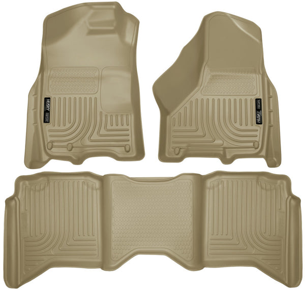Husky Liners 2012 Dodge Ram 1500/2500/3500 Crew Cab WeatherBeater Combo Tan Floor Liners - Bull Strap