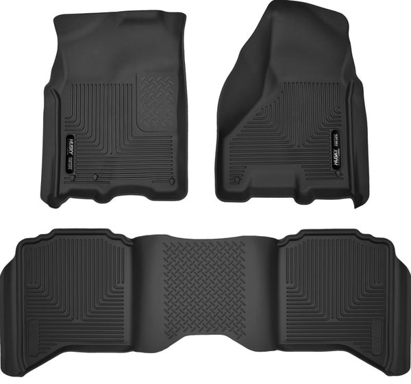 Husky Liners 2012 Dodge Ram 1500/2500 Crew Cab WeatherBeater Combo Black Floor Liners - Bull Strap