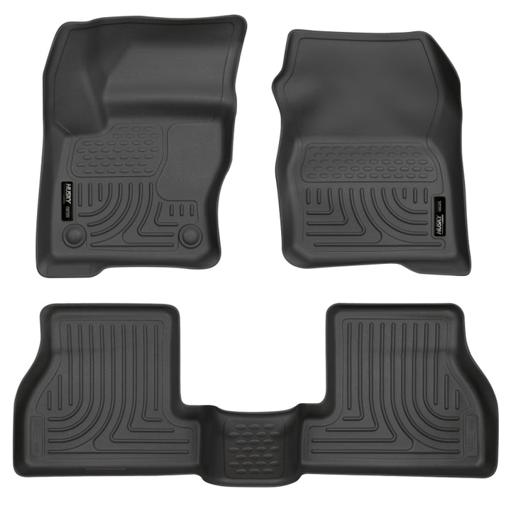 Husky Liners 2012 Ford Focus (4DR/5DR) WeatherBeater Combo Black Floor Liners - Bull Strap