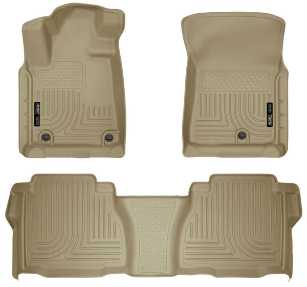 Husky Liners 2012 Toyota Tundra Double/CrewMax Cab WeatherBeater Combo Tan Floor Liners - Bull Strap