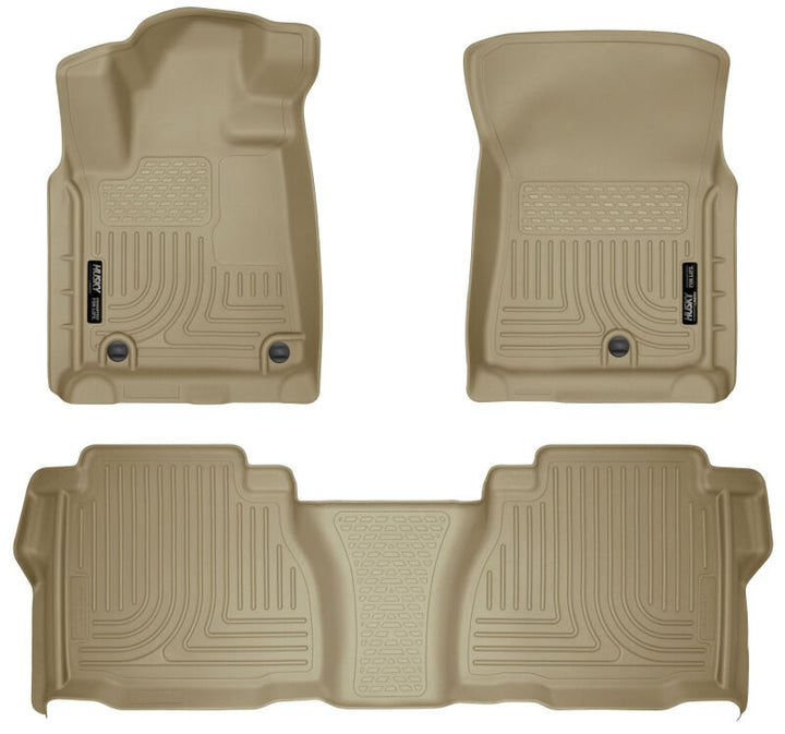 Husky Liners 2012 Toyota Tundra Double/CrewMax Cab WeatherBeater Combo Tan Floor Liners - Bull Strap