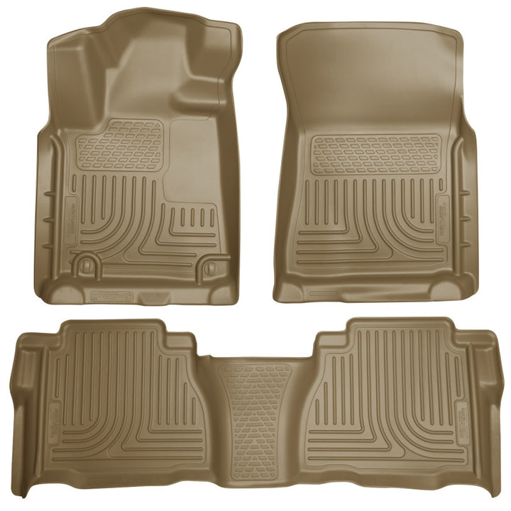 Husky Liners 2012 Toyota Tundra Double/CrewMax Cab WeatherBeater Combo Tan Floor Liners - Bull Strap