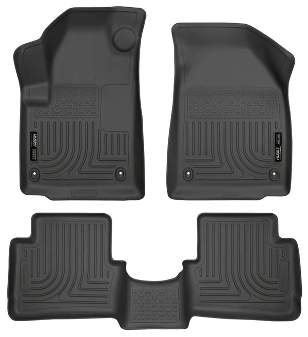 Husky Liners 2013 Dodge Dart WeatherBeater Black Front & 2nd Seat Floor Liners - Bull Strap