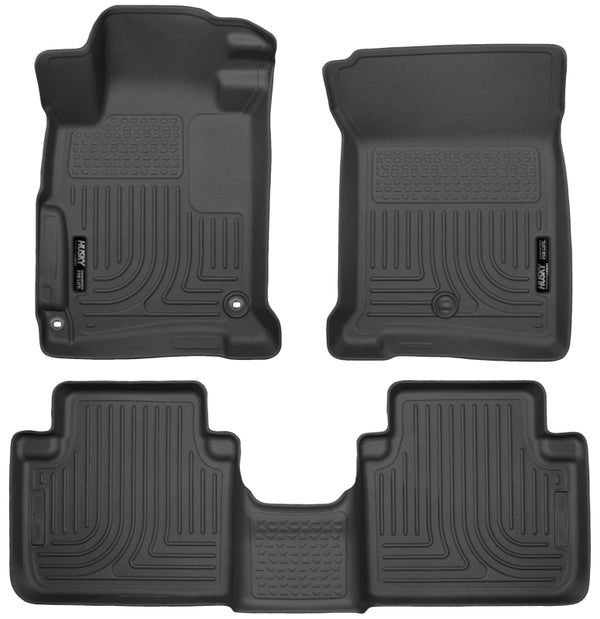 Husky Liners 2013 Honda Accord WeatherBeater Black Front & 2nd Seat Floor Liners (4-Door Sedan Only) - Bull Strap