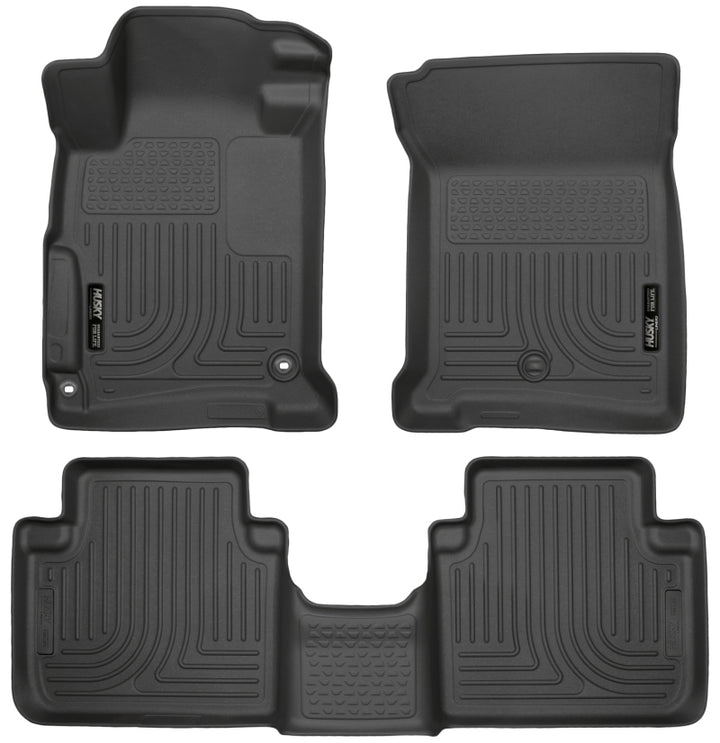 Husky Liners 2013 Honda Accord WeatherBeater Black Front & 2nd Seat Floor Liners (4-Door Sedan Only) - Bull Strap