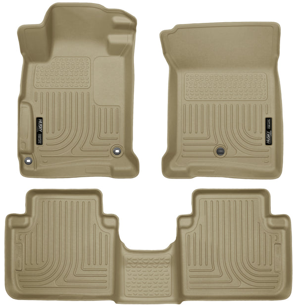 Husky Liners 2013 Honda Accord WeatherBeater Tan Front & 2nd Seat Floor Liners (4-Door Sedan Only) - Bull Strap