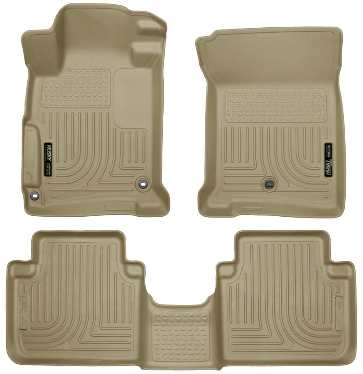 Husky Liners 2013 Honda Accord WeatherBeater Tan Front & 2nd Seat Floor Liners (4-Door Sedan Only) - Bull Strap
