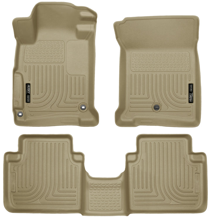 Husky Liners 2013 Honda Accord WeatherBeater Tan Front & 2nd Seat Floor Liners (4-Door Sedan Only) - Bull Strap