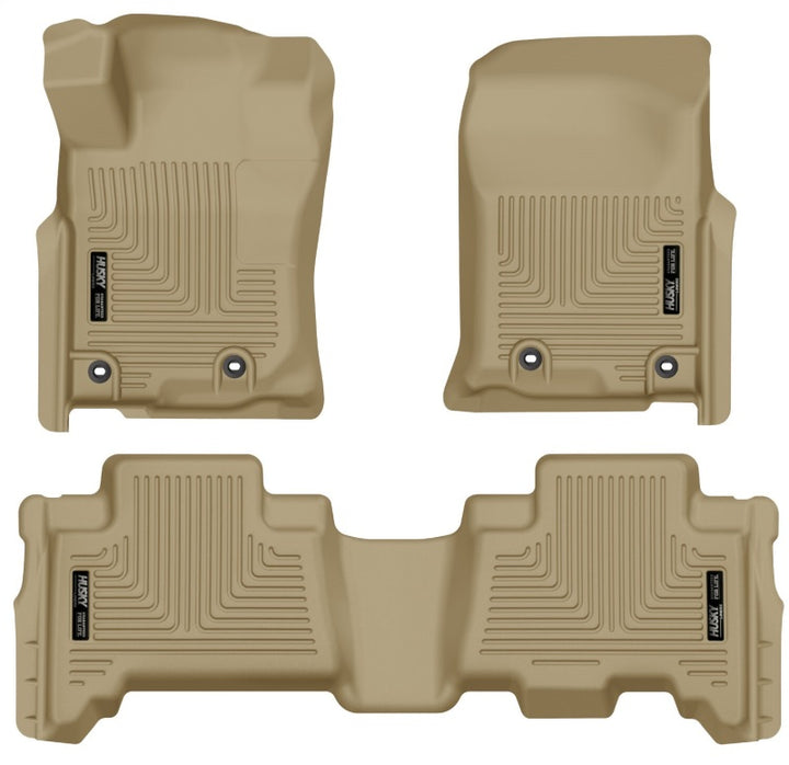 Husky Liners 2013 Toyota 4Runner WeatherBeater Tan Front & 2nd Seat Floor Liners - Bull Strap