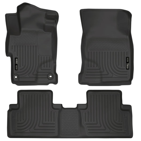 Husky Liners 2014 Honda Civic Sedan WeatherBeater Black Front & 2nd Seat Floor Liners - Bull Strap