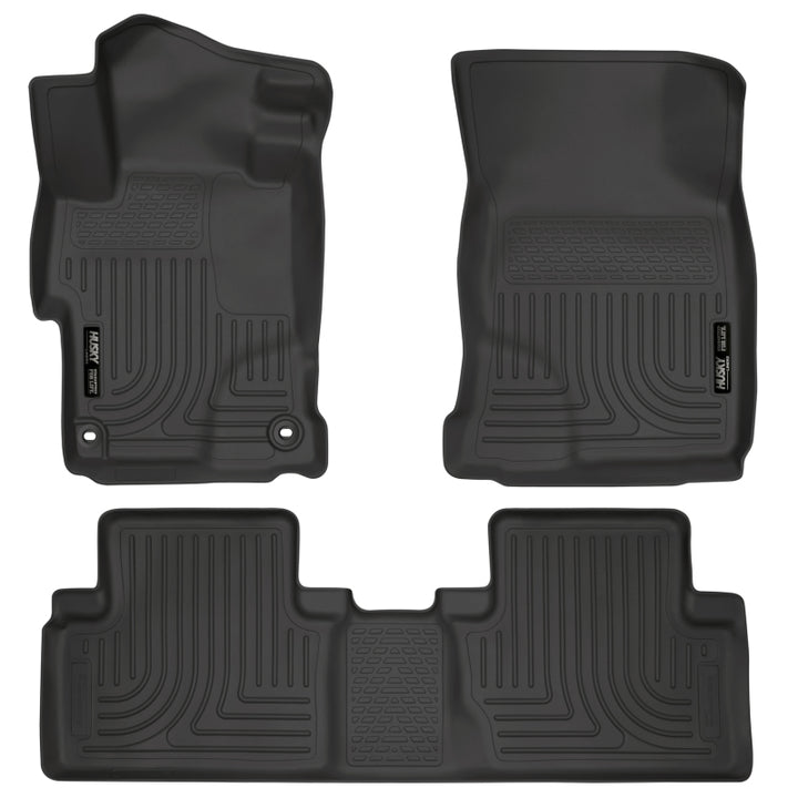 Husky Liners 2014 Honda Civic Sedan WeatherBeater Black Front & 2nd Seat Floor Liners - Bull Strap