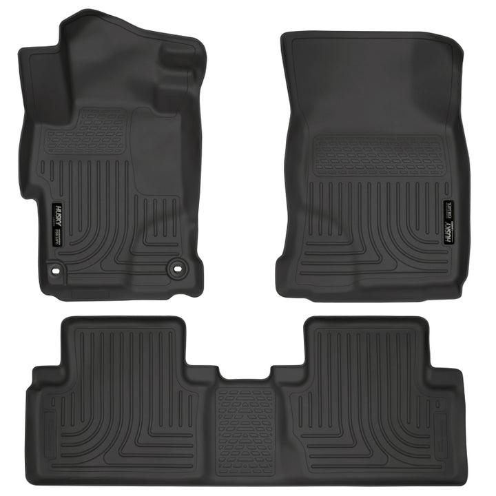 Husky Liners 2014 Honda Civic Sedan WeatherBeater Black Front & 2nd Seat Floor Liners - Bull Strap