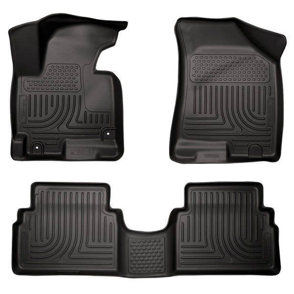 Husky Liners 2014 Kia Sportage w/Retain Hooks WeatherBeater Combo Front & 2nd Row Black Floor Liners - Bull Strap