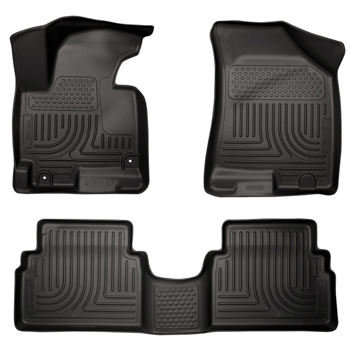Husky Liners 2014 Kia Sportage w/Retain Hooks WeatherBeater Combo Front & 2nd Row Black Floor Liners - Bull Strap
