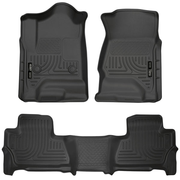 Husky Liners 2015 Chevy/GMC Suburban/Yukon XL WeatherBeater Combo Black Front&2nd Seat Floor Liners - Bull Strap