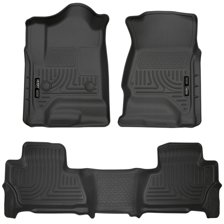 Husky Liners 2015 Chevy/GMC Suburban/Yukon XL WeatherBeater Combo Black Front&2nd Seat Floor Liners - Bull Strap