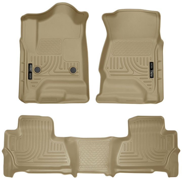 Husky Liners 2015 Chevy/GMC Tahoe/Yukon WeatherBeater Combo Tan Floor Liners - Bull Strap
