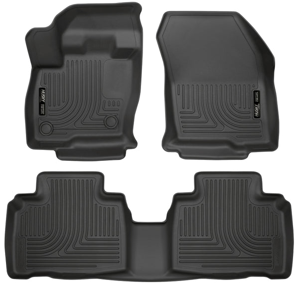 Husky Liners 2015 Ford Edge WeatherBeater Front & 2nd Row Combo Black Floor Liners - Bull Strap