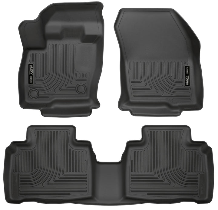 Husky Liners 2015 Ford Edge WeatherBeater Front & 2nd Row Combo Black Floor Liners - Bull Strap