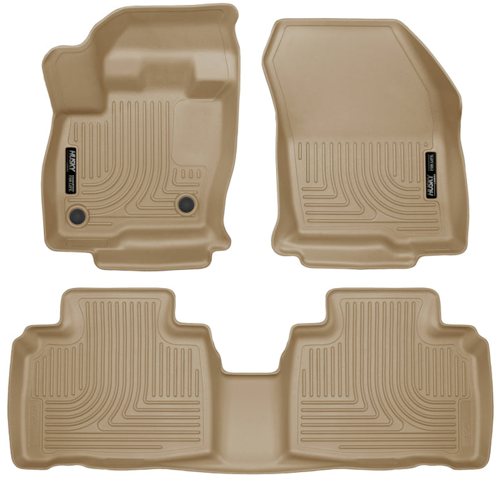 Husky Liners 2015 Ford Edge WeatherBeater Front & 2nd Row Combo Tan Floor Liners - Bull Strap